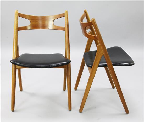 Hans J Wegner for Carl Hanson & Son. A set of six CH-29 saw-back dining chairs, H.2ft 8in.